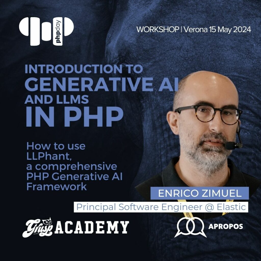 WEDNESDAY 15TH MAY 2024, 
Introduction to Generative AI and LLMs in PHP with Enrico Zimuel